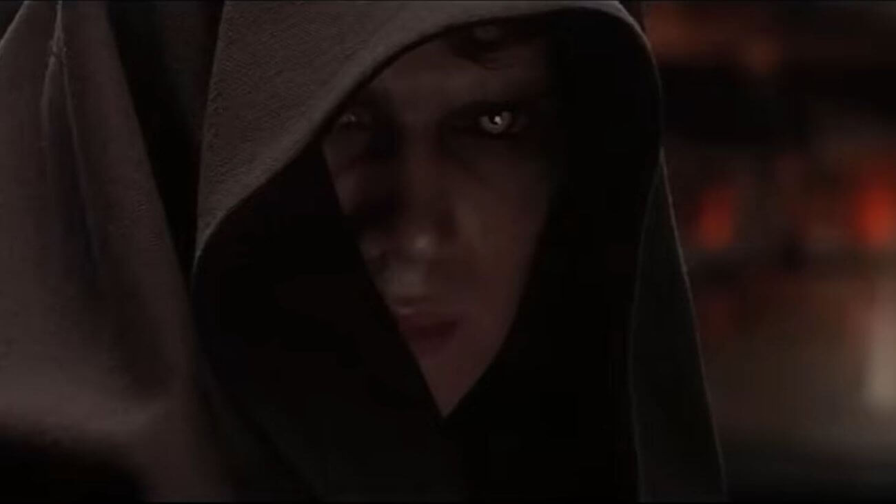 Erst beim Auslöschen der Seperatisten sehen wir Anakin mit den markanten Sith-Augen