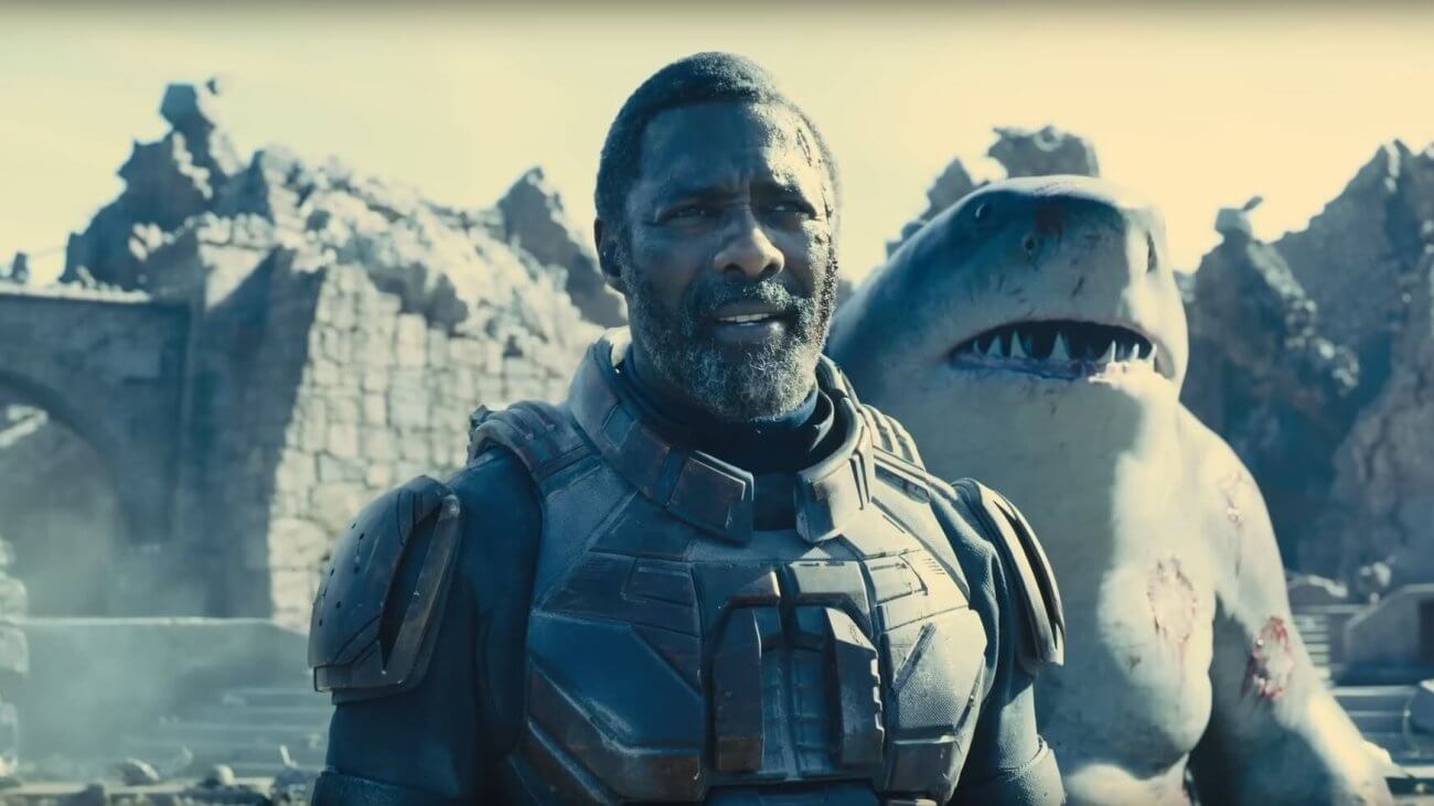 Idris Elba als Bloodsport mit King Shark