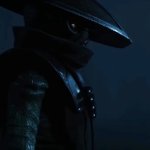 The Mandalorian and Grogu: Embo, der Kopfgeldjäger lauert in der Dunkelheit.