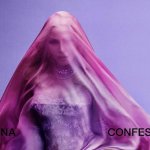 Confessions 2: Madonna sitzt vor einem lila Hintergrund und ist durch einen rosa Schleier verhüllt.