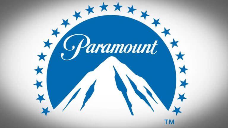 Das Logo von Paramount mit dem markanten Berg umgeben von Sternen.
